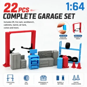 1/64 Scale Garage Diorama, Mini Auto Repair Workshop Scene Model, DIY Desktop Display Decoration, Hobby Craft Accessorie