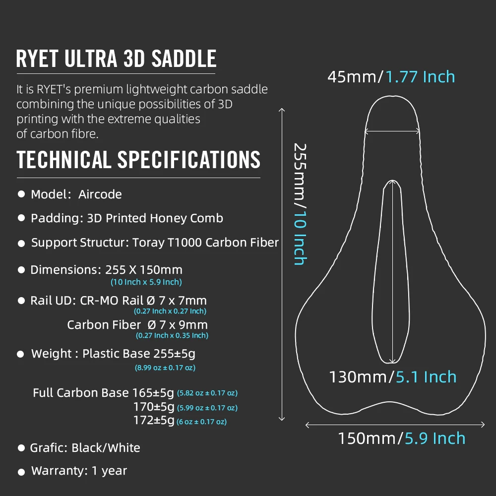 RYET 3D Printed Bike Saddle Ultralight Carbon Fiber Hollow Comfortable Breathable MTB Gravel Road Bicycle Cycling Seatin - Image 4