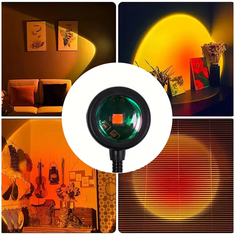 Sunset projection lamp, USB home decoration atmosphere lamp, multi-angle rotatable, suitable for home living room and be - Image 3
