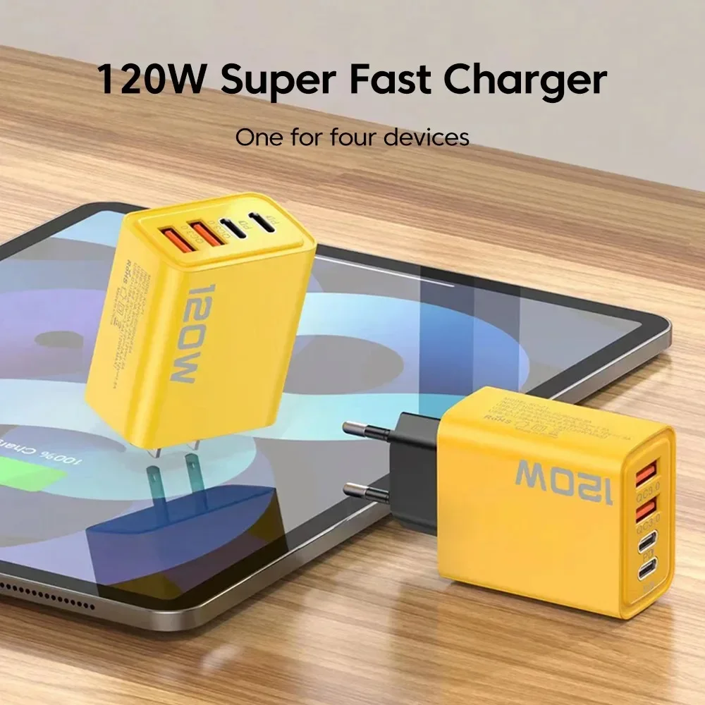 120W Total Fast Charging PD USB Type-C Wall Adapter Quick Charger for iPhone 16/15/14 Xiaomi Huawei Redmi Oneplus Phone - Image 2