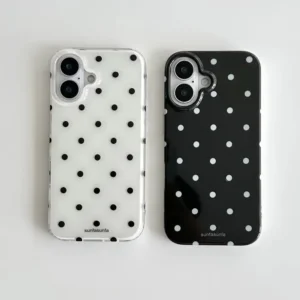 Minimalist Black White Polka Dot Phone Case For iPhone 17 Air 16 Pro Max 15 14 Plus 13 12 Mini 11 Shockproof Silicone Ba