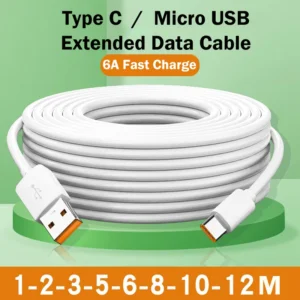 USB Type C 66W Fast Charge Cable 3M 5M 8M 10M 12M USB C Port Universal Micro USB Data Cable for Huawei Xiaomi Samsung Ca