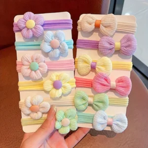 6pcs Sweet Style Solid Color Bow Hair Ties for Girls - Soft Polyester Ponytail Holders & Accessories
