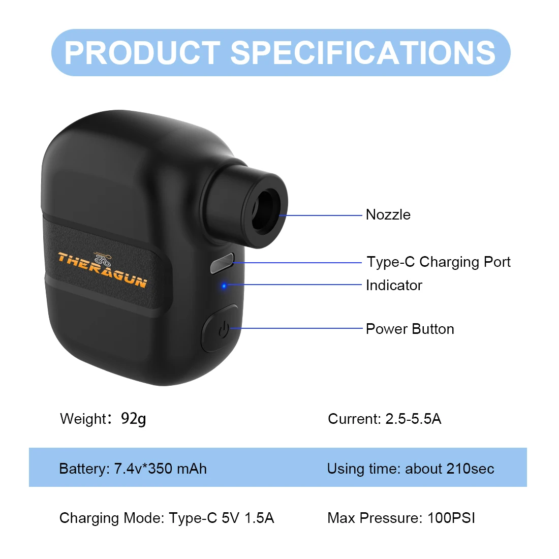 Mini Rechargeable Portable Air Inflator Bicycle Pump 100PSI 5V Type-C Bike Accessories for Bike Schrader Presta Tires. - Image 3