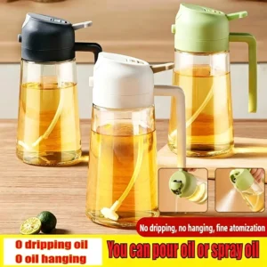 Olive Oil Spray Bottle for Oil Bottle Pouring for Cooking Oil Spices Camping Dispenser with Automatic Lid Spice Shaker