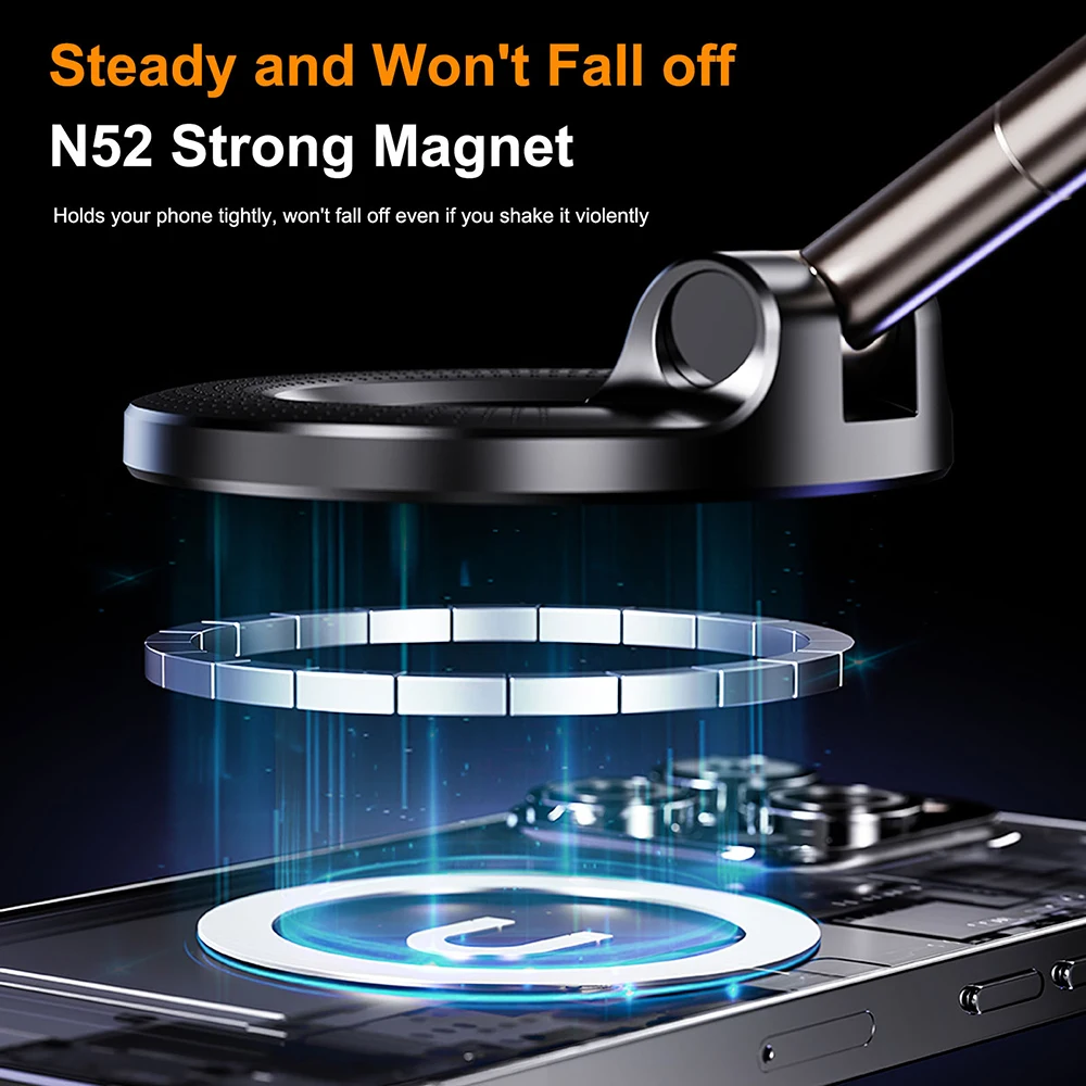 Foldable Magnetic Car Phone Holder 360° Rotation Adjustable Dashboard Mount Stable Support Stand for iPhone Huawei Xiaom - Image 2