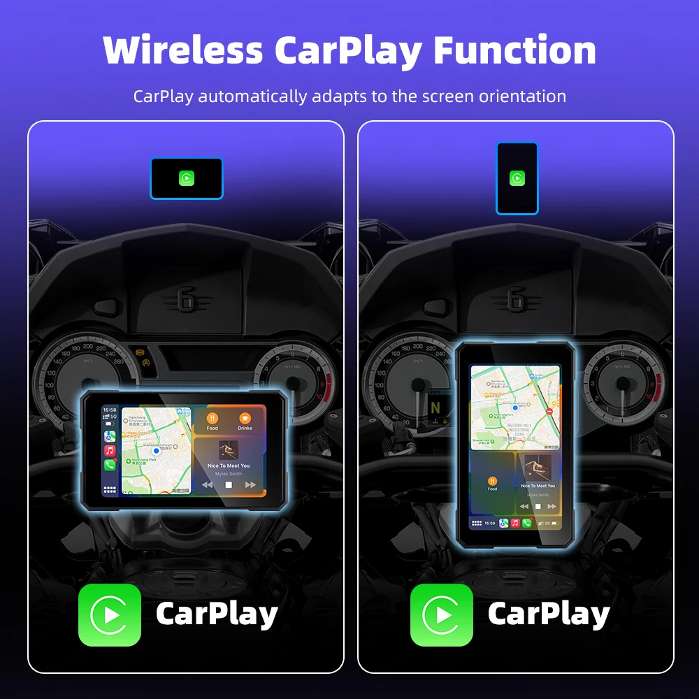 5" Smart Motorcycle Display, Wireless CarPlay & Android Auto,Navigation Support, Siri & Google Assistant, IP67 Waterproo - Image 4