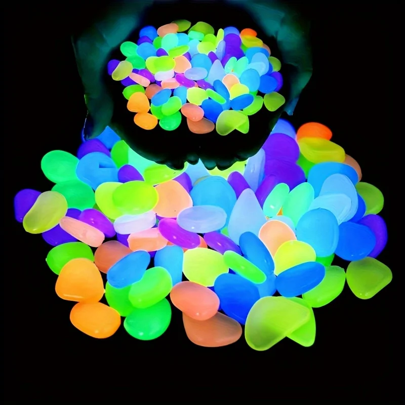 100pcs Glow In The Dark Pebbles, Resin Luminous Stones For Landscape, Garden Paths, Potted Plants, Parks, Aquarium Decor - Image 2