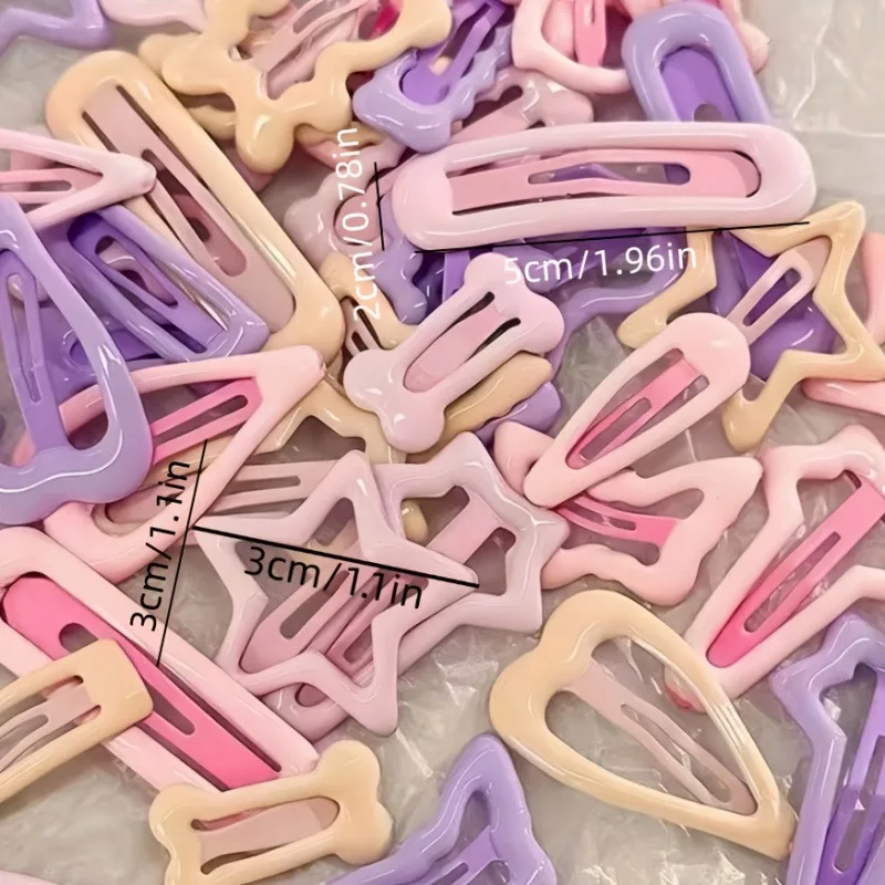 10/20/30pcs mixed pack of light pink heart-shaped and bow-shaped hair clips | Suitable for girls as party or holiday gif - Image 4