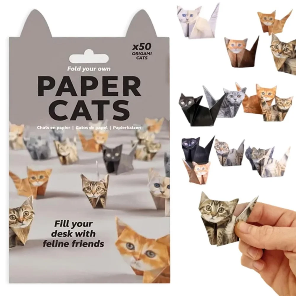 50 Sheets Creative DIY Origami Paper Animal Folding Set Cats Dogs Dinosaurs Fun Handmade Art Craft Folding Paper for Kid