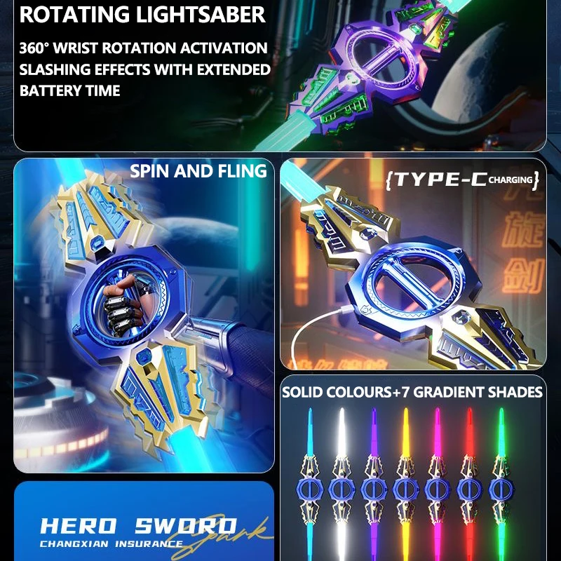 Sound & Light Rotate Sword 14 Multi-Color Flash LED Light Shine Cosplay Sword Toy Party Family Interactive Toy For Kids - Image 2