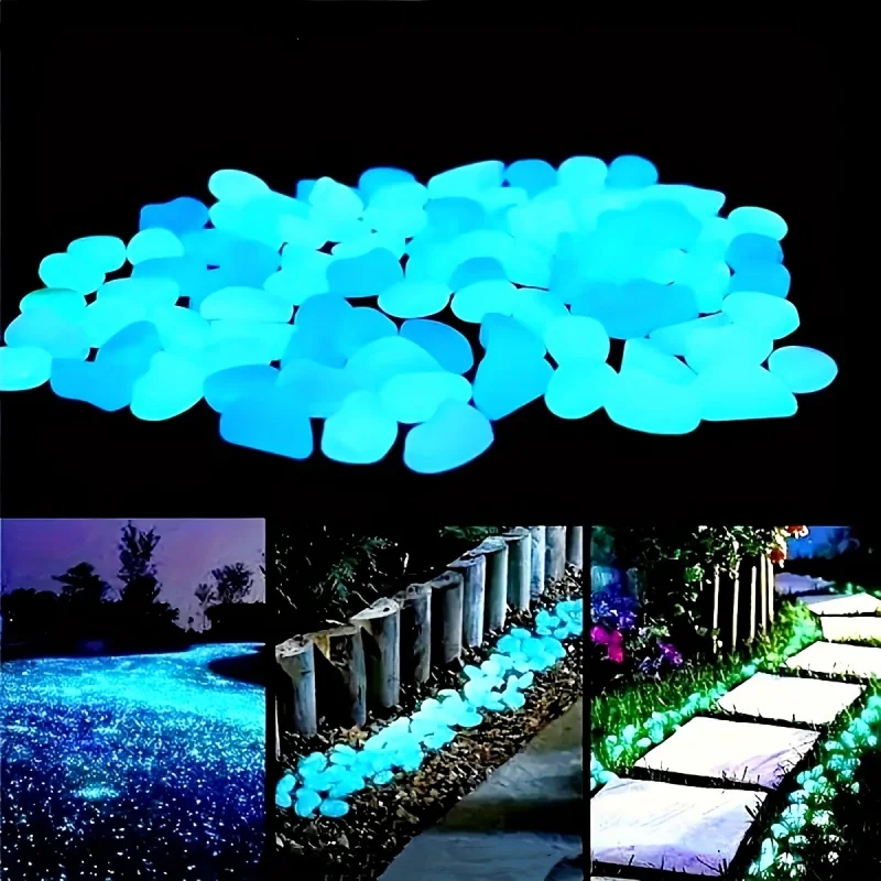 100pcs Glow In The Dark Pebbles, Resin Luminous Stones For Landscape, Garden Paths, Potted Plants, Parks, Aquarium Decor