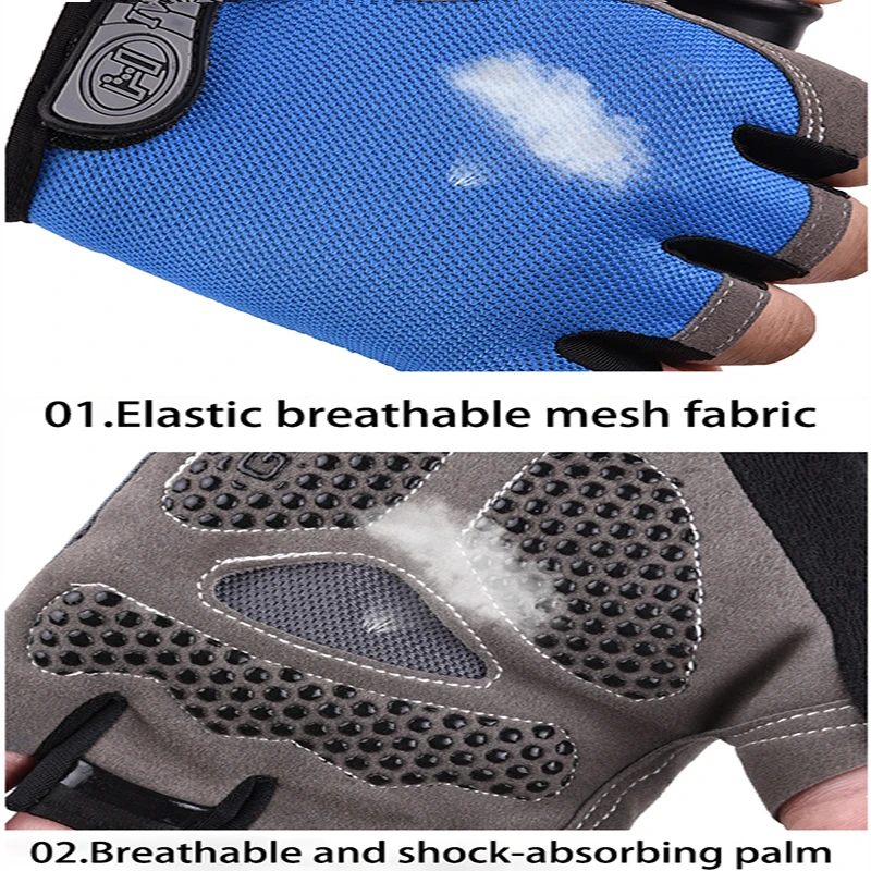 Men Cycling Bicycle Gloves Half Finger Gym Gloves Women Mitten Breathable Anti-slip Glove Fitness Sport Training Gloves - Image 2